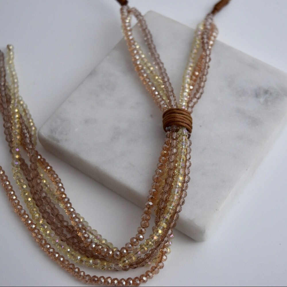 Champagne Color Y Bead Necklace